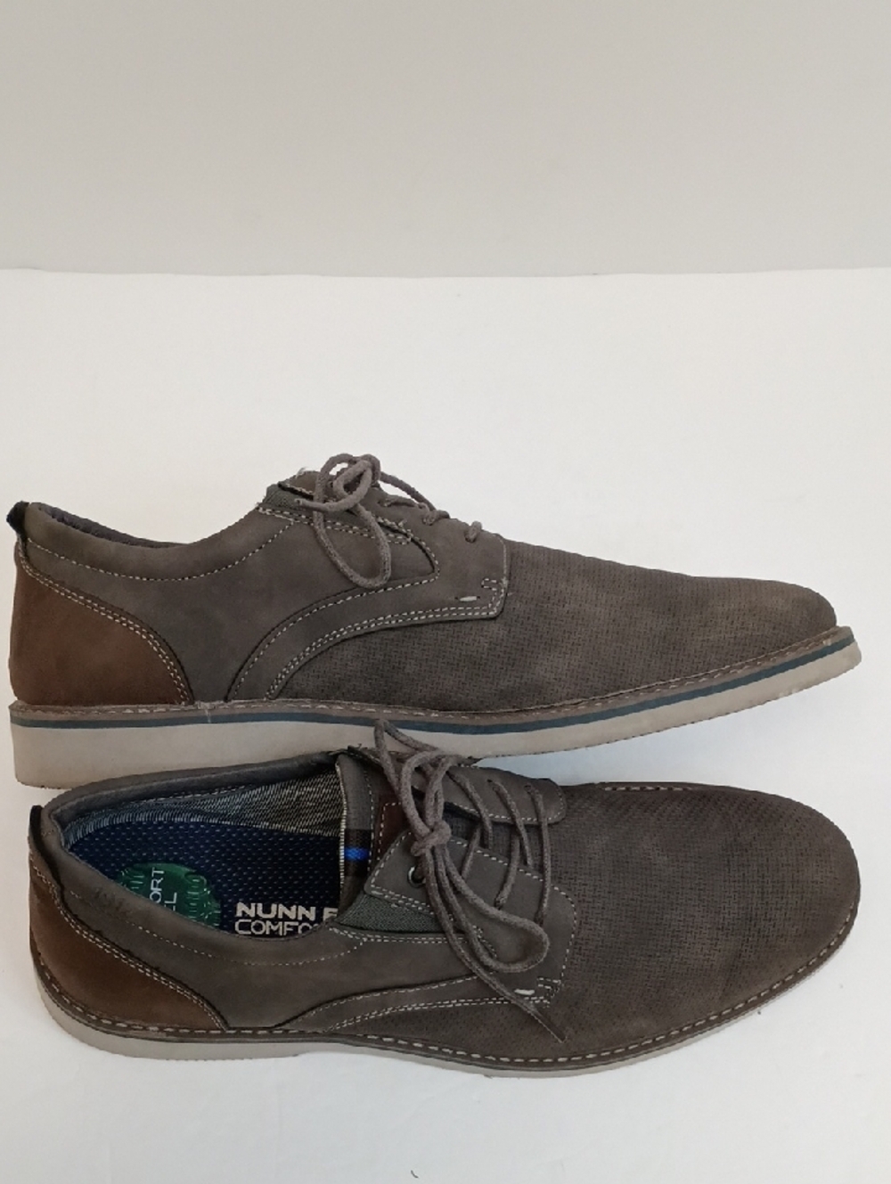 Nunn Bush Gray Suede Lace Up Oxford Shoes Comfort Casual Size 12